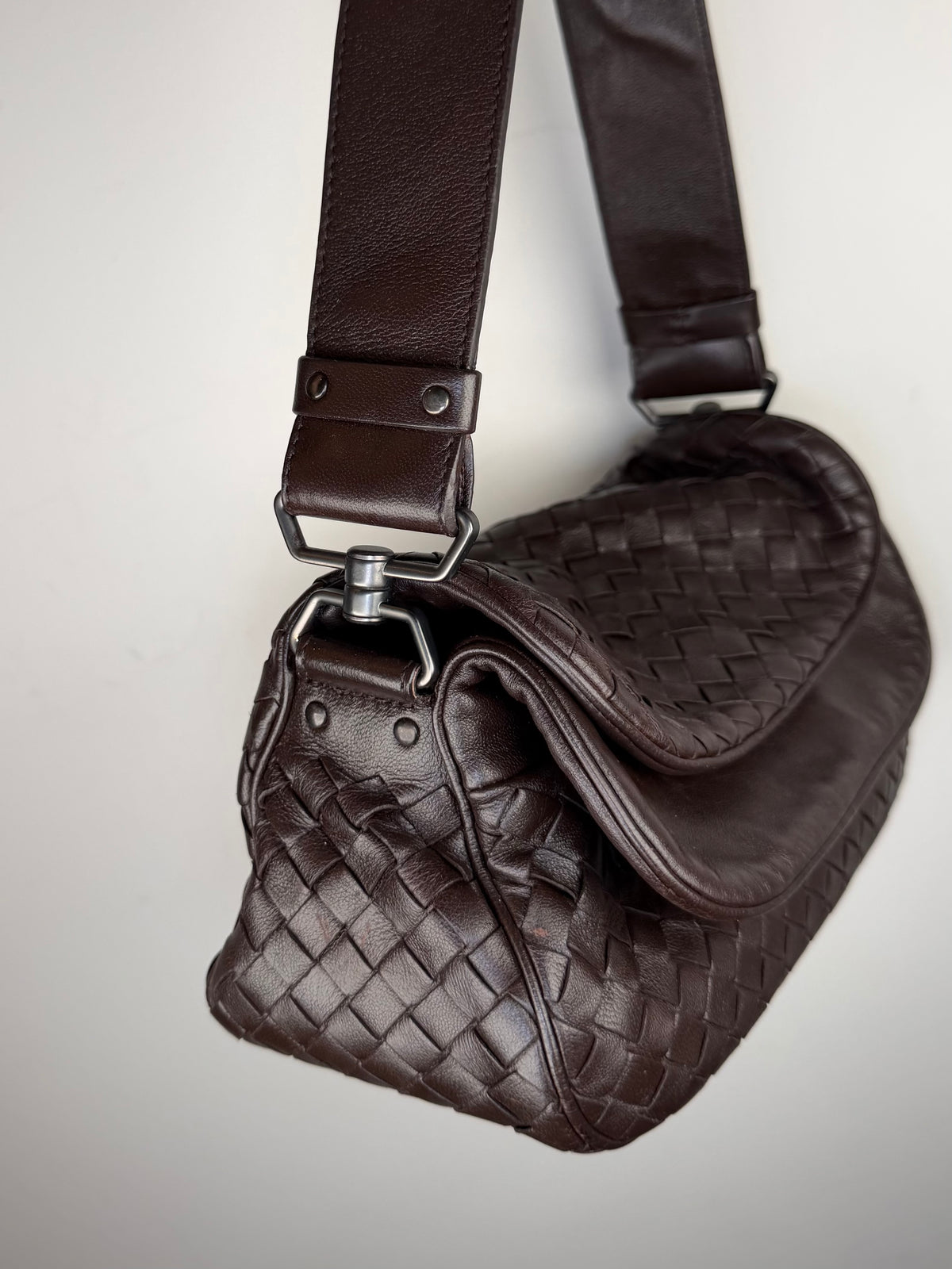 Bottega Veneta Intrecciato Double Flap Shoulder Bag