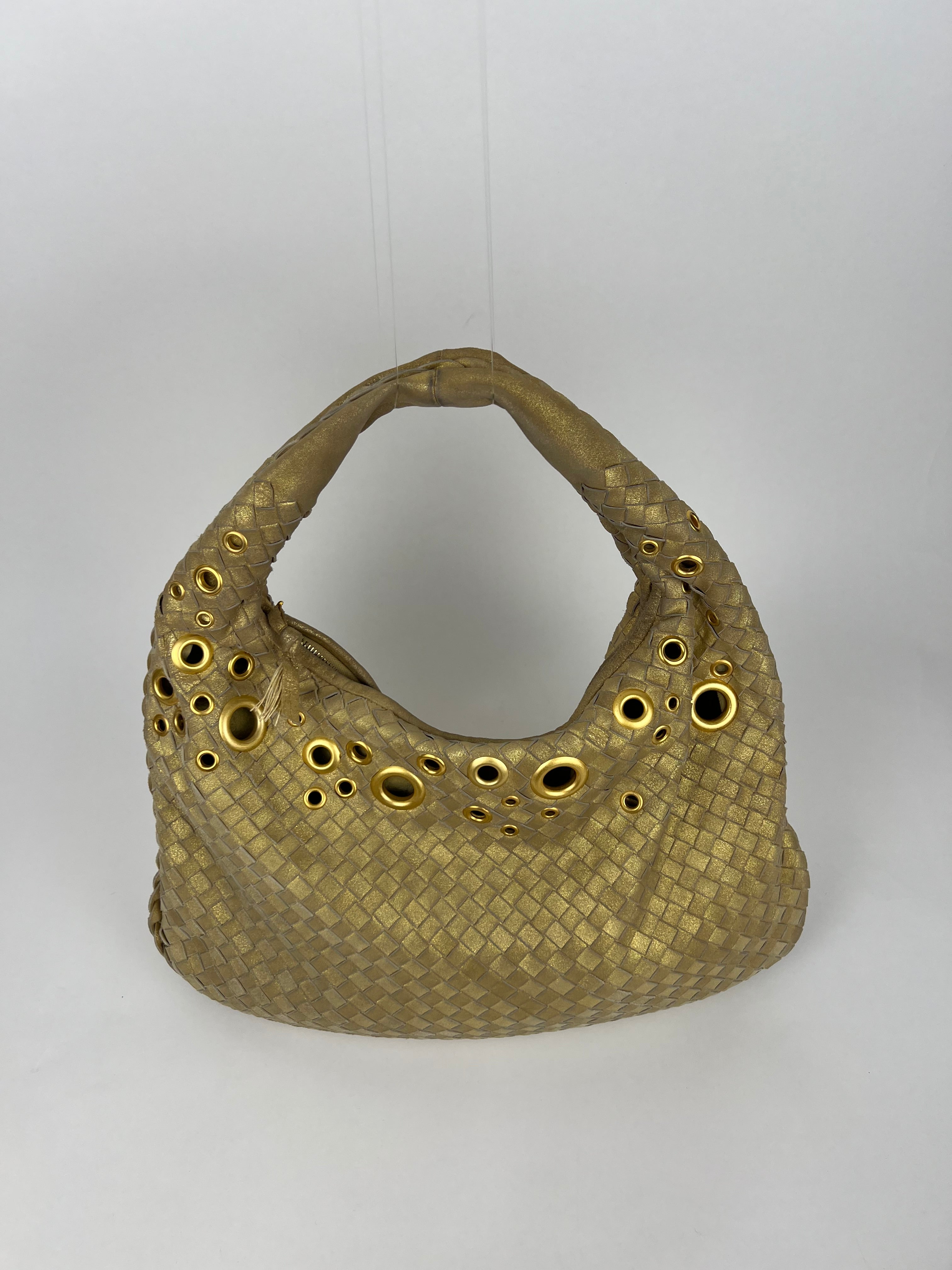 Bottega Veneta Intrecciato Gold Grommet Medium Hobo bag