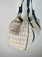 Fendi Zucchino Shoulder Bag in Ivory