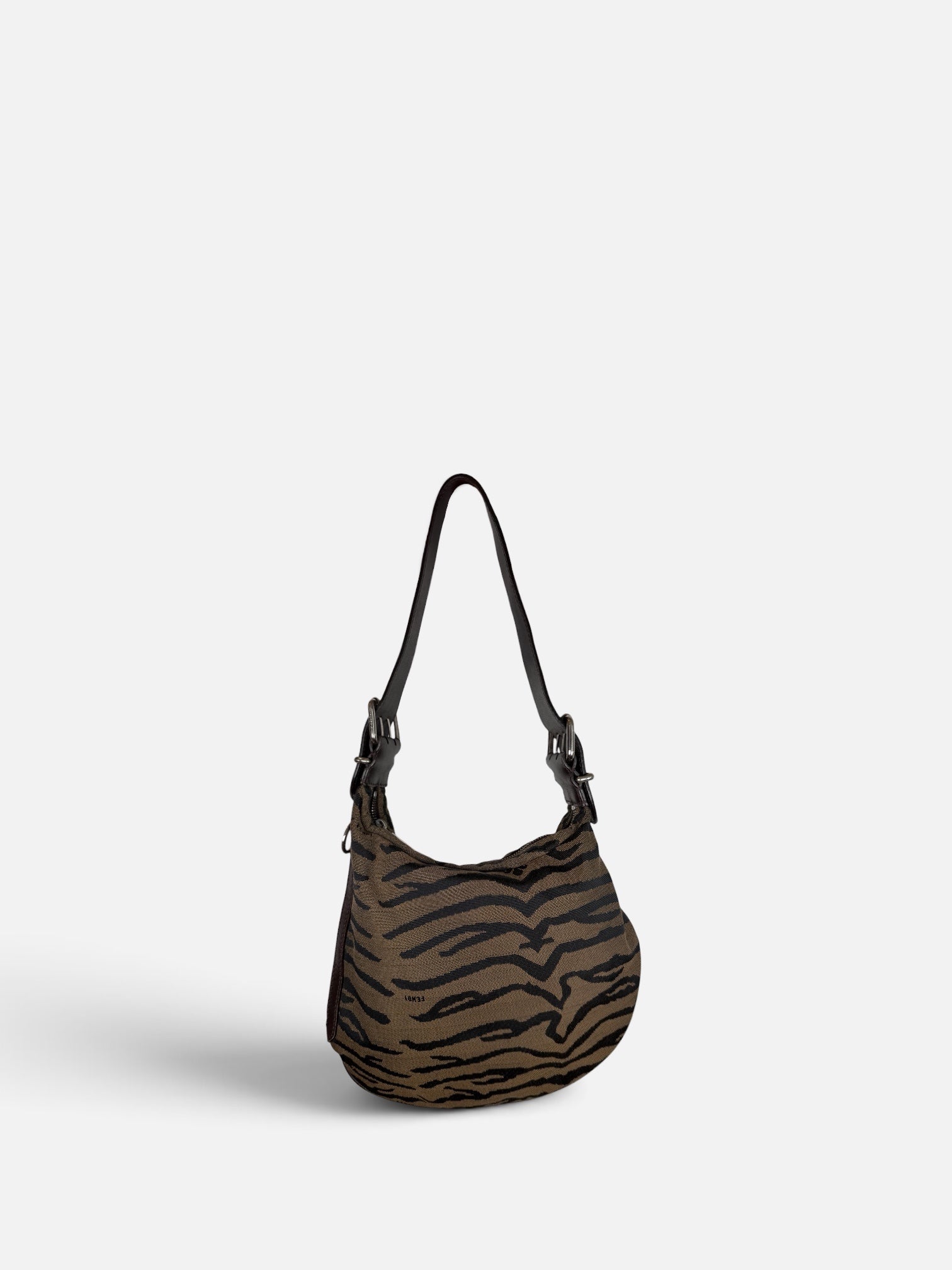 Fendi Oyster Zebra Print Canvas Bag