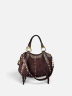 Gucci Babouska Fringe Suede Studded Indy Hobo Bag