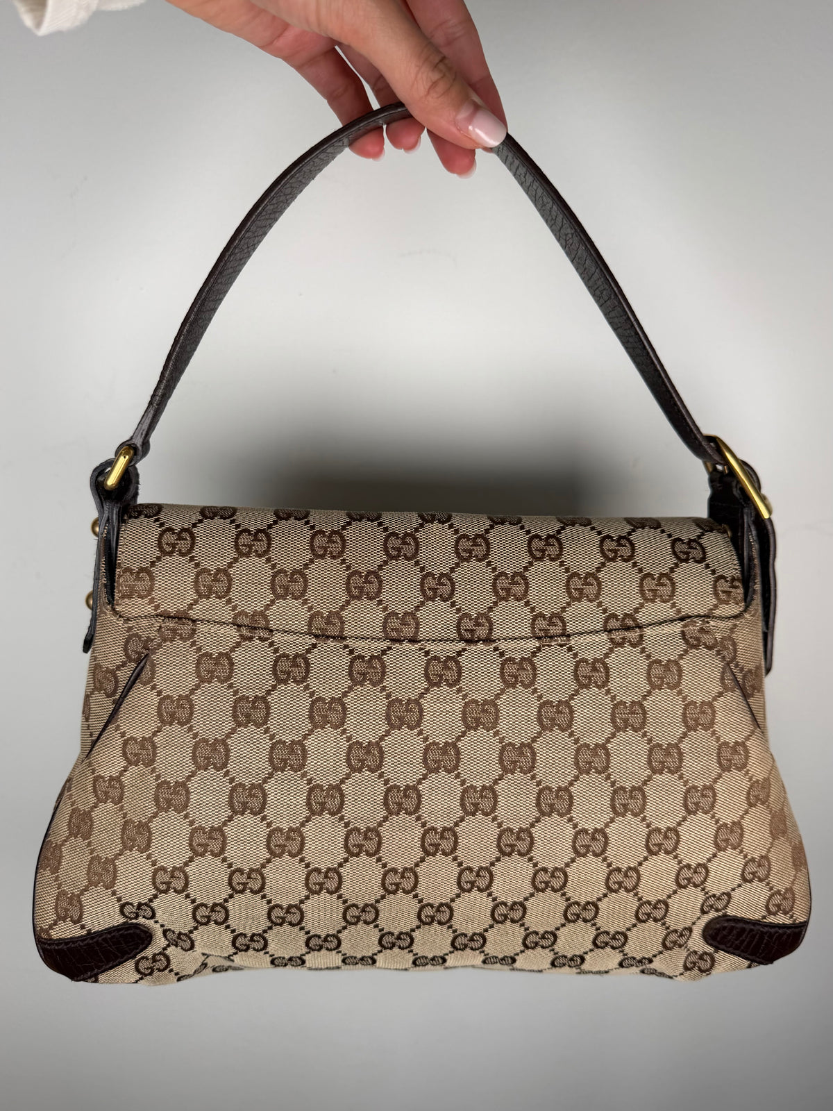 Gucci Horsebit Chain Monogram Shoulder Bag