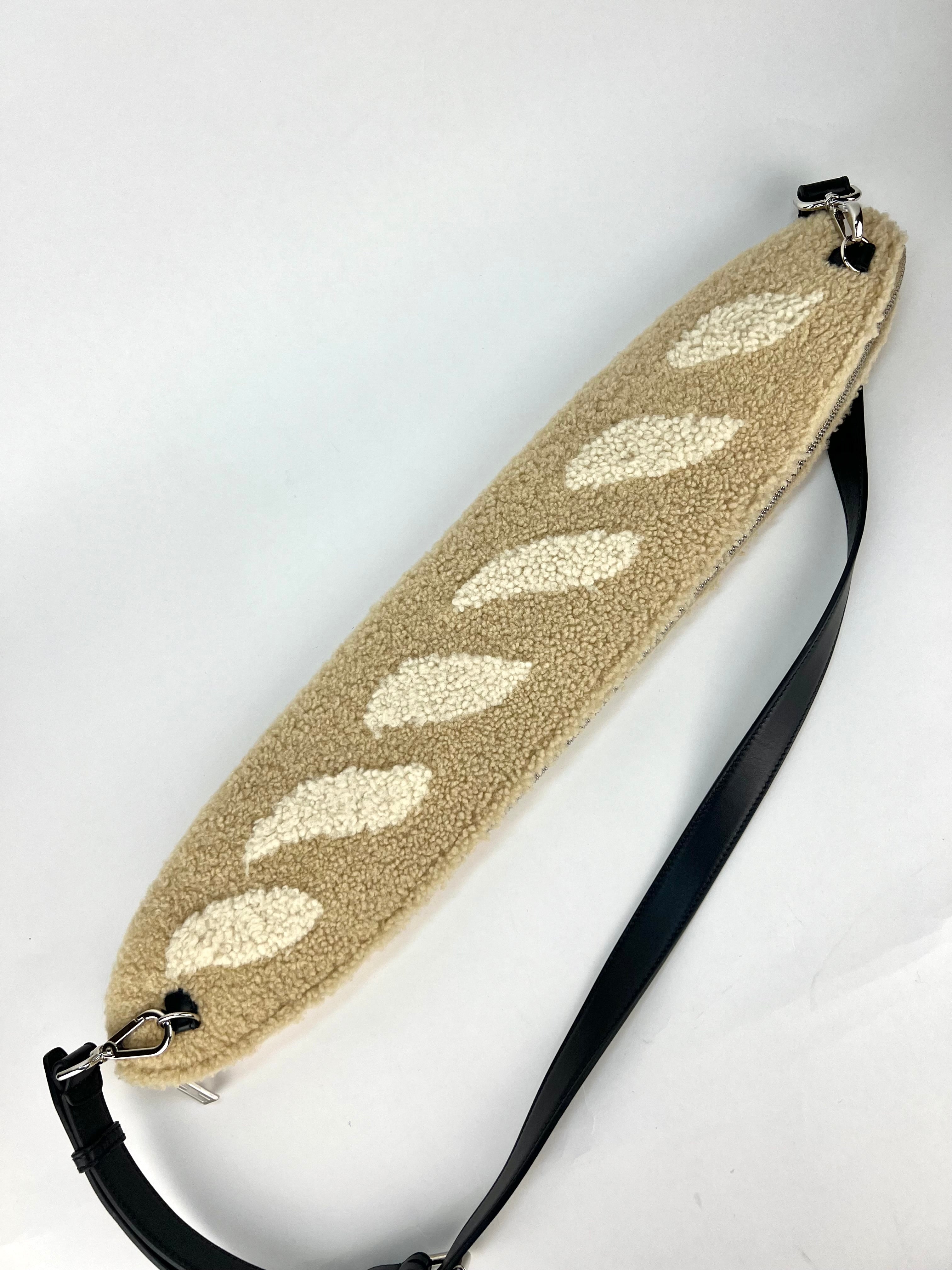 RARE Fendi Sheepskin Baguette Bread Pouch Panna Bag