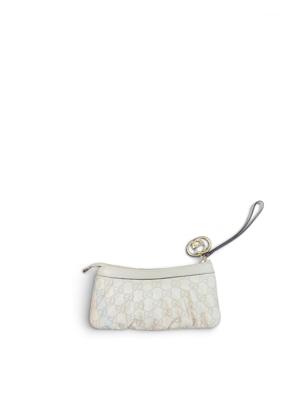 Gucci Taupe Monogram Charm Wristlet
