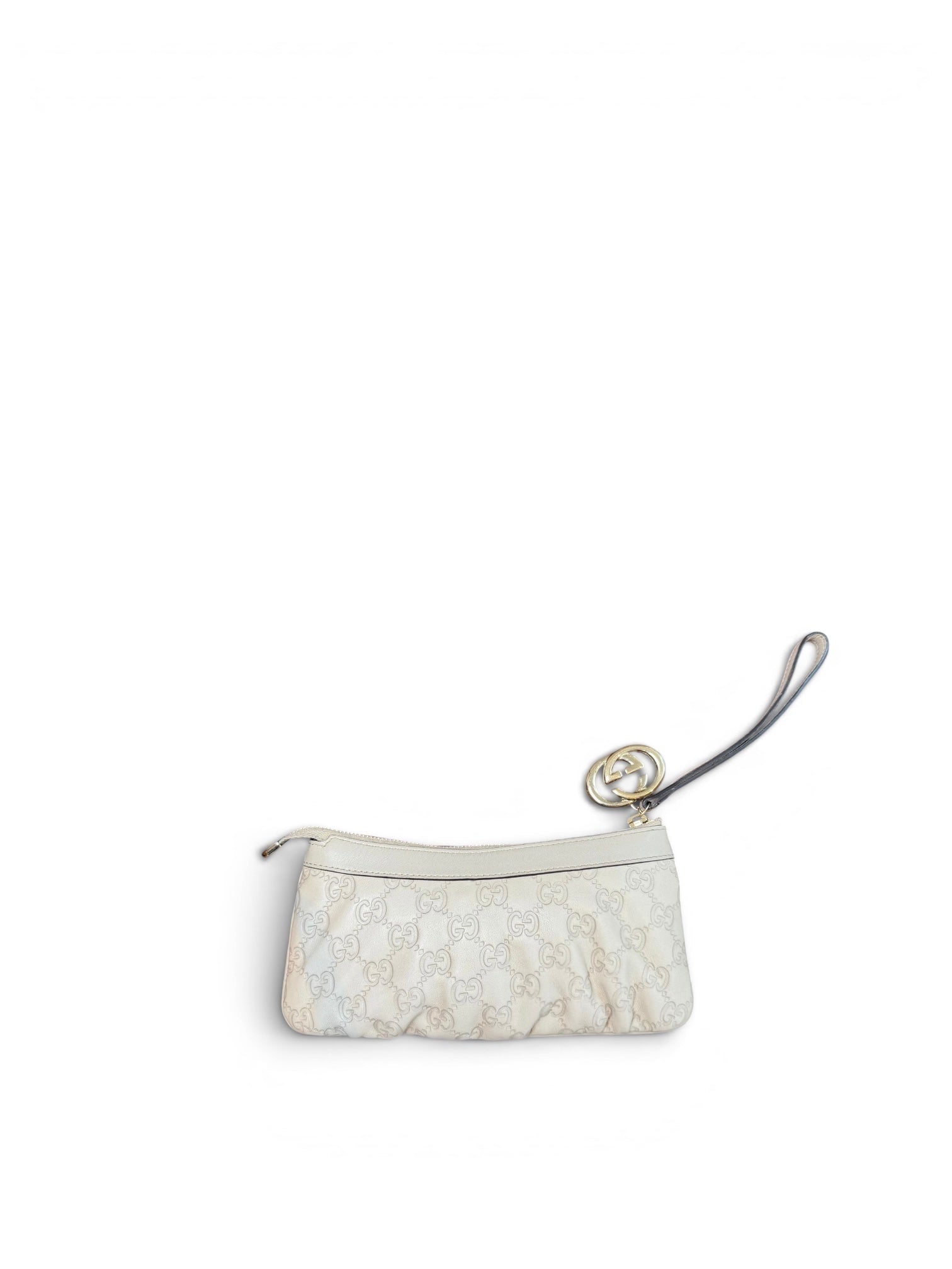 Gucci Taupe Monogram Charm Wristlet