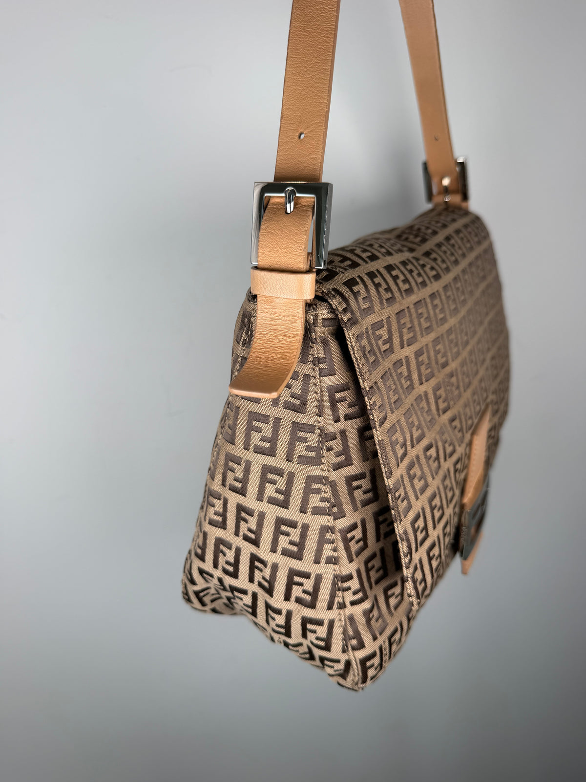 Fendi Zucca Mamma Shoulder Baguette Bag