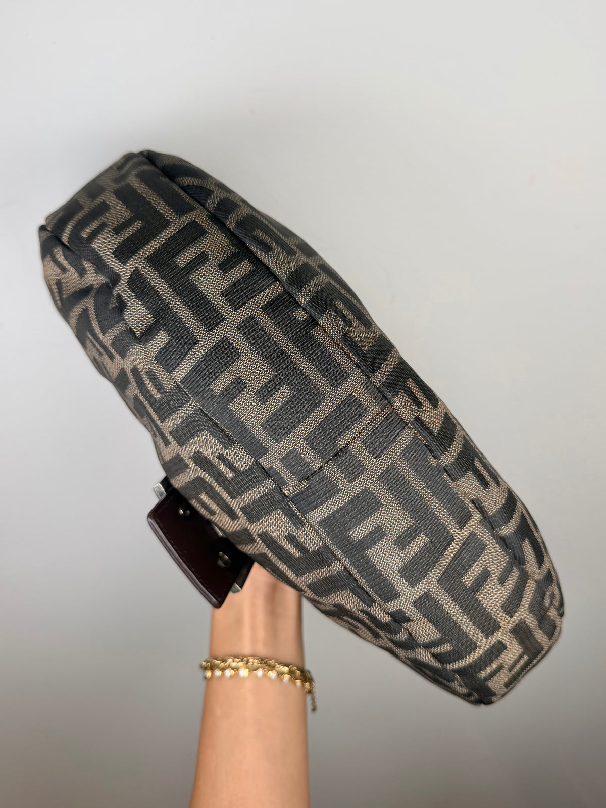 Fendi Zucca Croissant Baguette Shoulder Bag