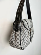 Celine Black Macadam Canvas and Leather Shoulder Bag