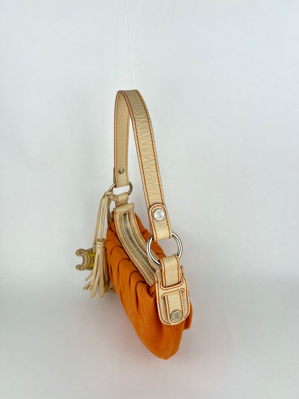 Celine Orange Logo Charm Shoulder Bag
