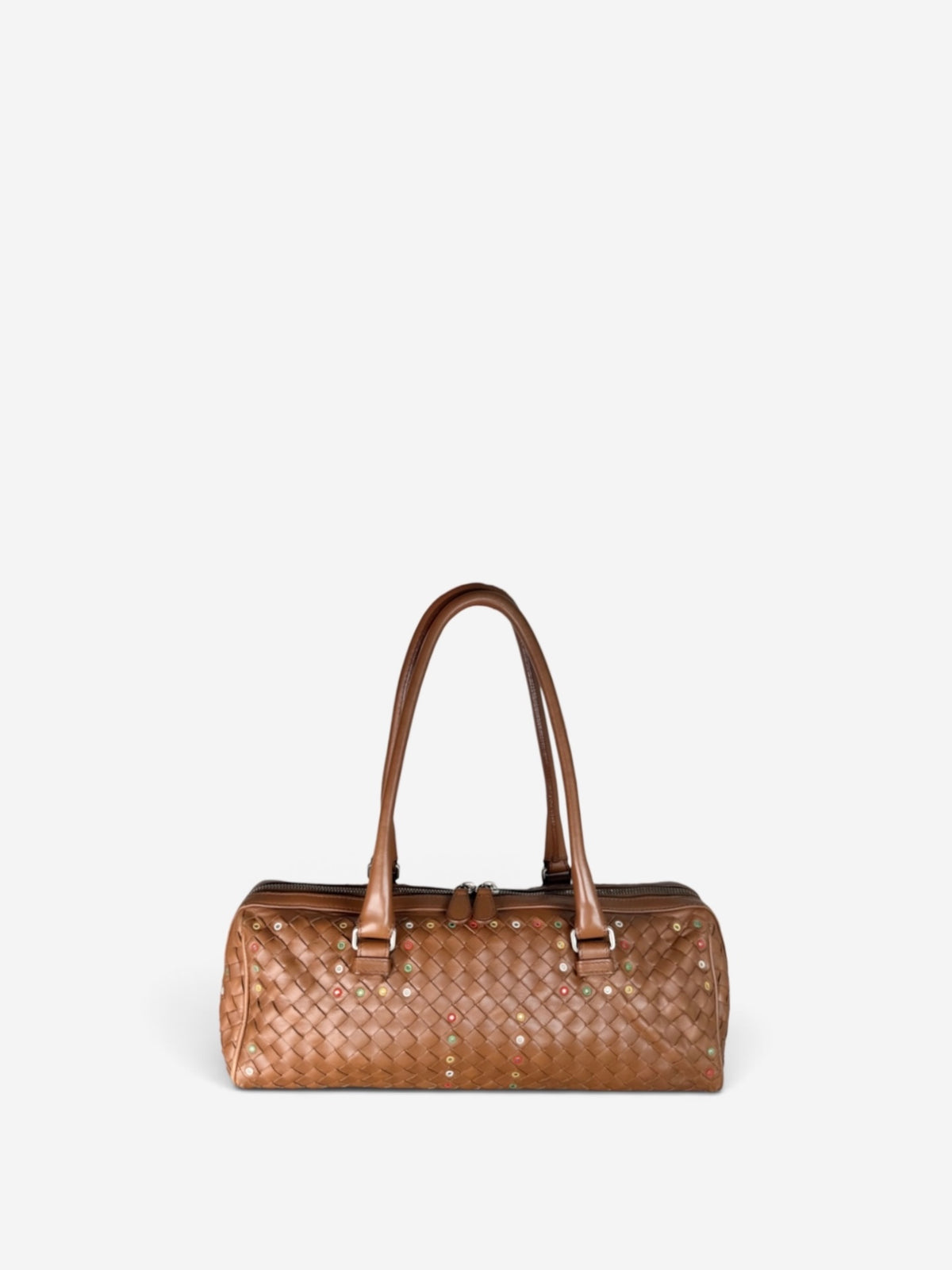 Bottega Veneta Brown Woven Nappa Leather East/West Satchel Bag