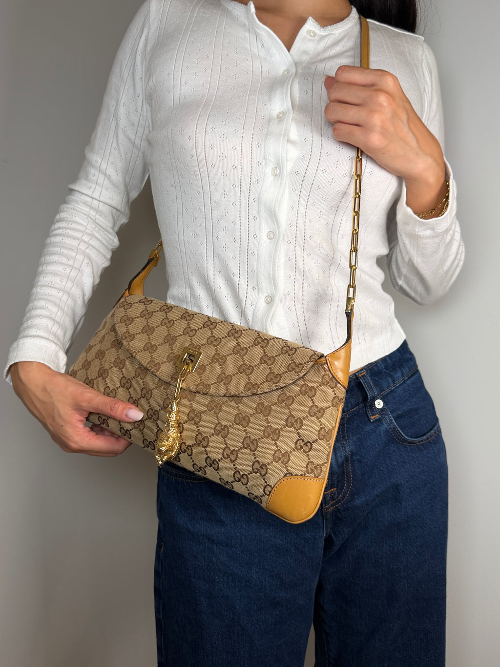 Gucci Tom Ford Monogram Tiger Charm Jackie Bag