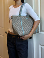 Gucci Monogram Tote bag with Leather Trim