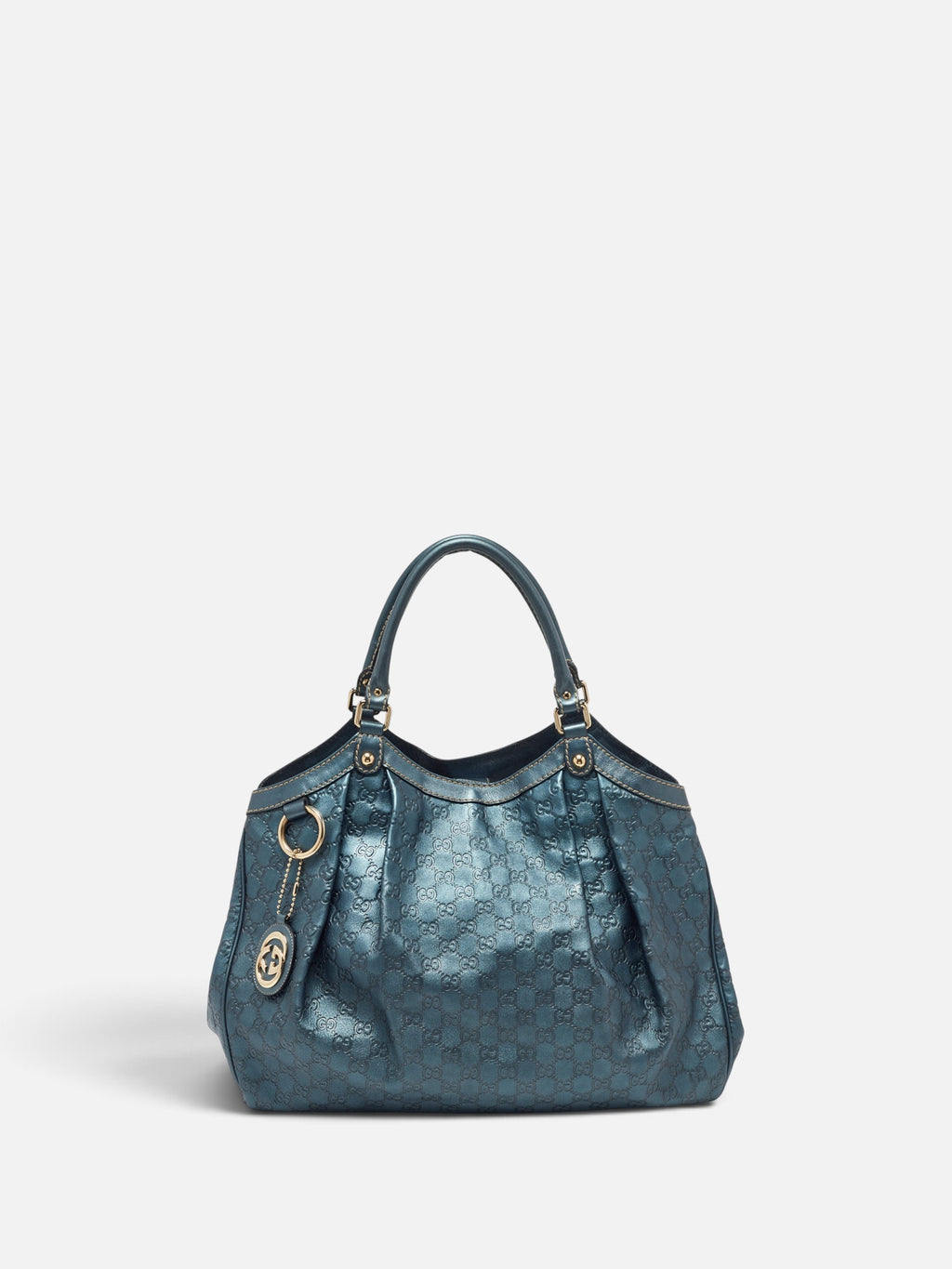 Gucci Sukey Monogram Teal Charm Hobo Bag
