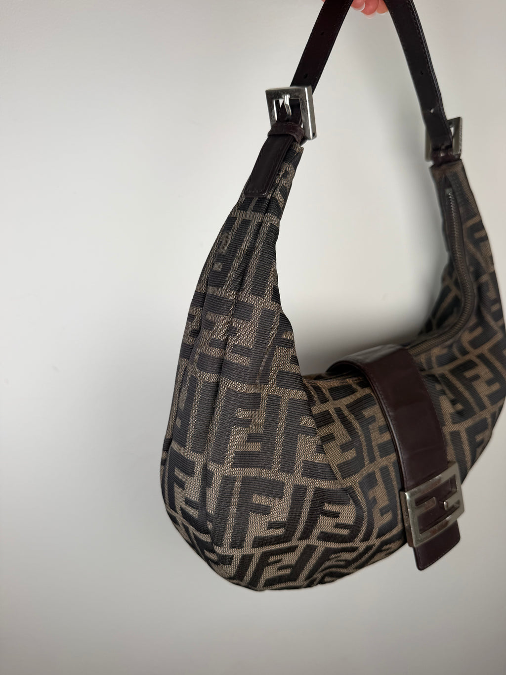 Fendi Zucca Croissant Baguette Shoulder Bag