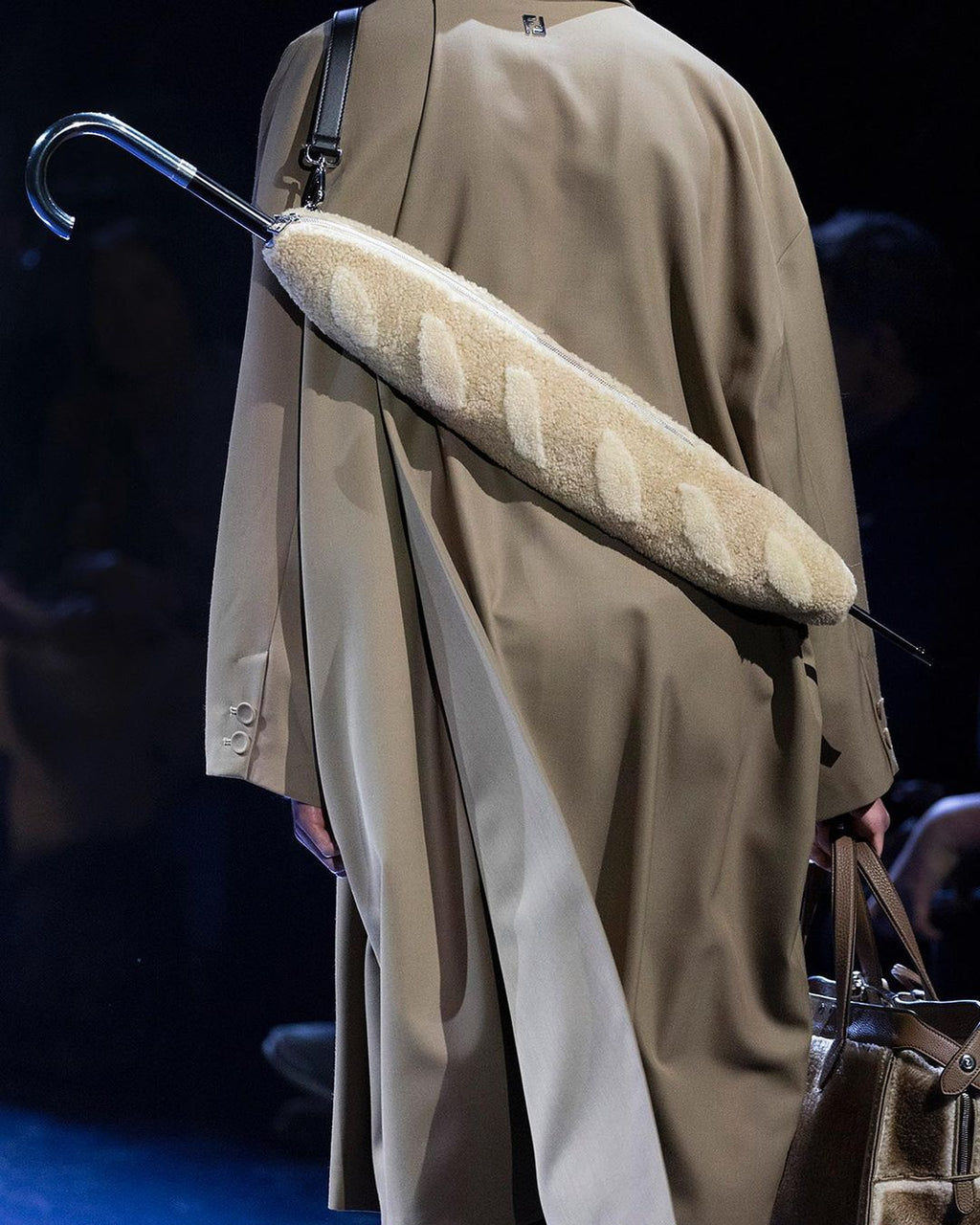 RARE Fendi Sheepskin Baguette Bread Pouch Panna Bag