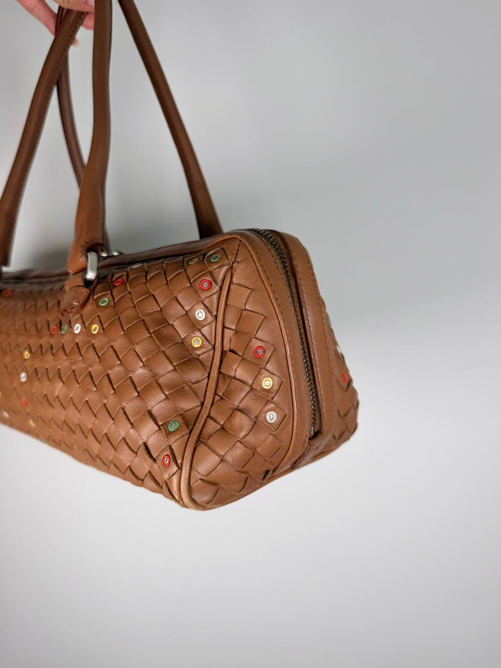 Bottega Veneta Brown Woven Nappa Leather East/West Satchel Bag