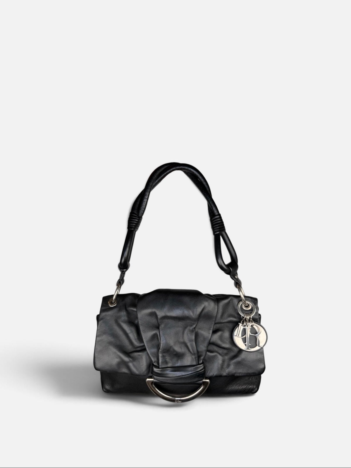 Christian Dior Demi Lune Lambskin Charm Shoulder Bag