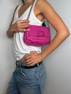 Fendi Fendista Leather Crossbody Chain Bag in Fuschia