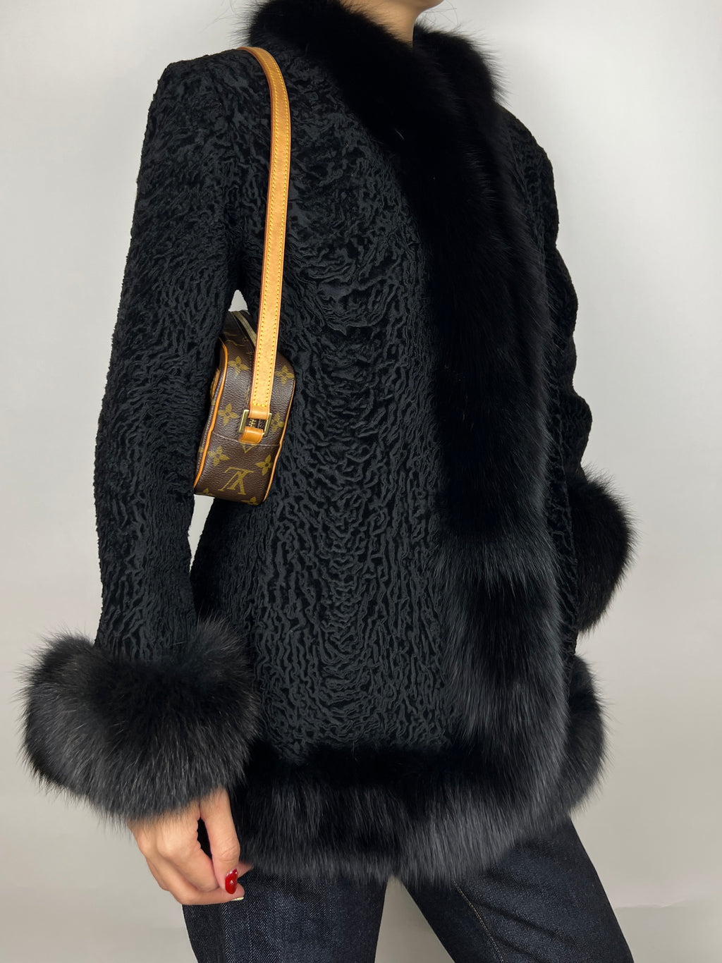 Fox Fur Trim Black Penny Lane Vintage Coat