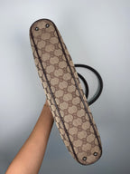 Gucci Monogram Chocolate Trim Leather Tote