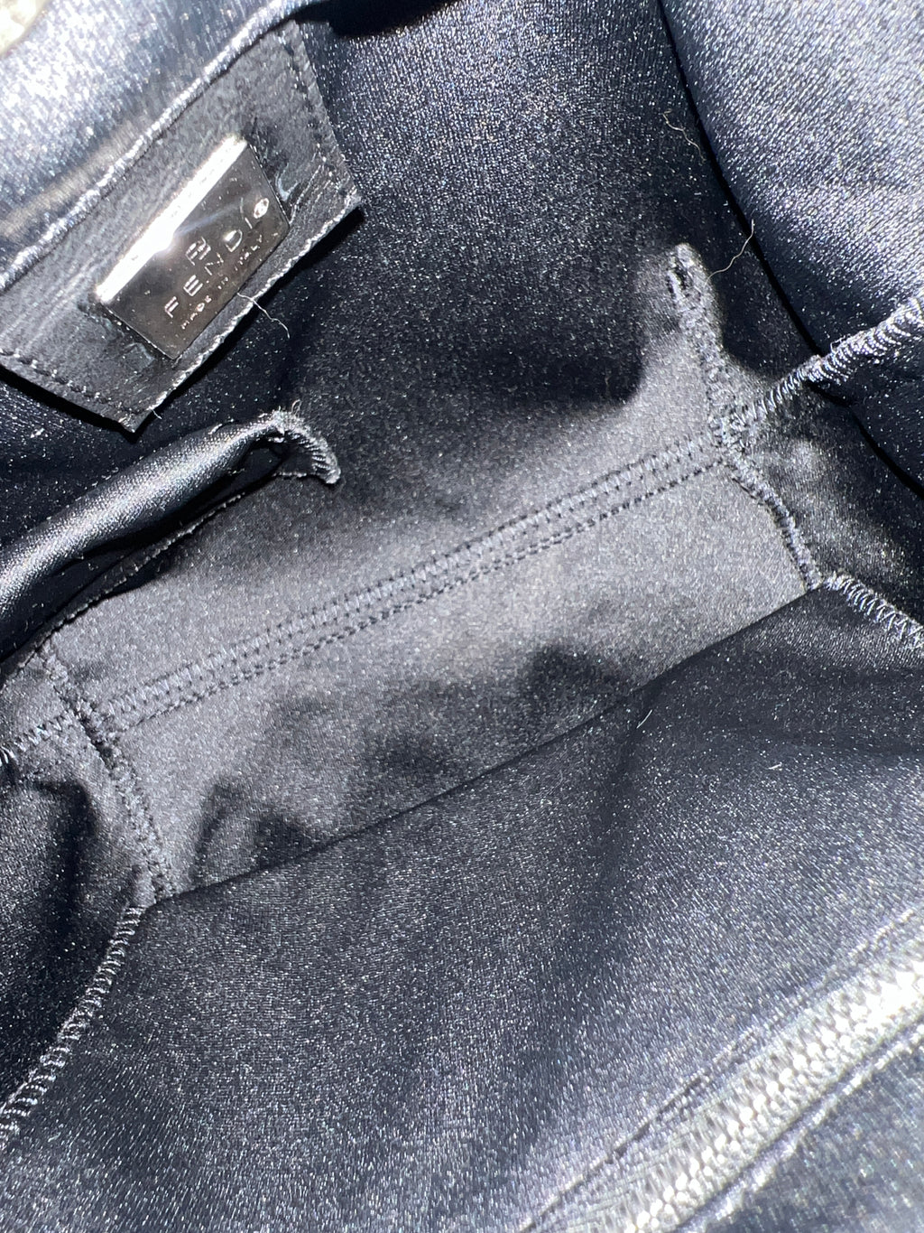 Fendi Nylon Black Leather Bucket Bag