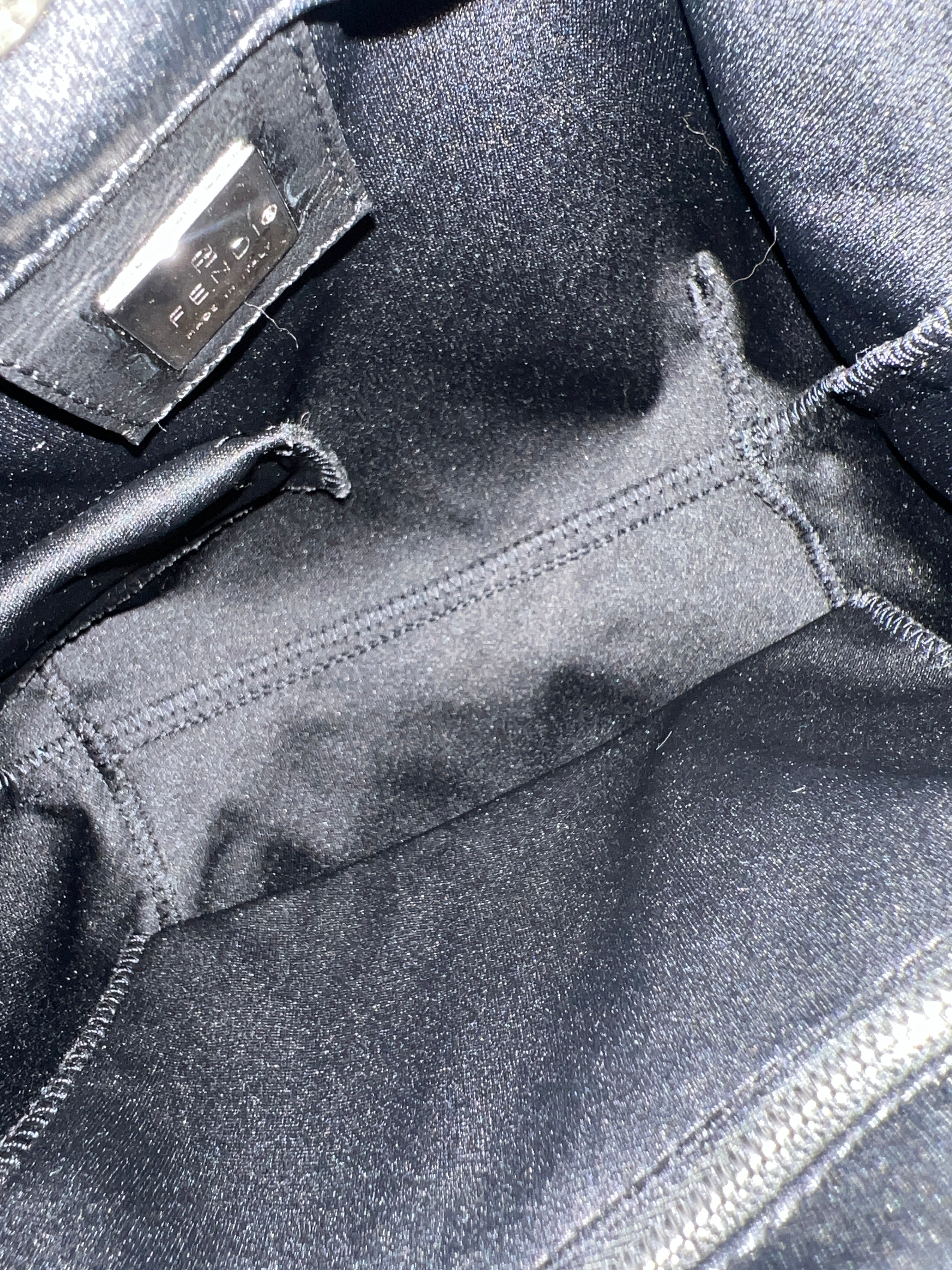 Fendi Nylon Black Leather Bucket Bag