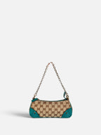 Gucci Monogram Nailhead Teal Trim Chain Bag