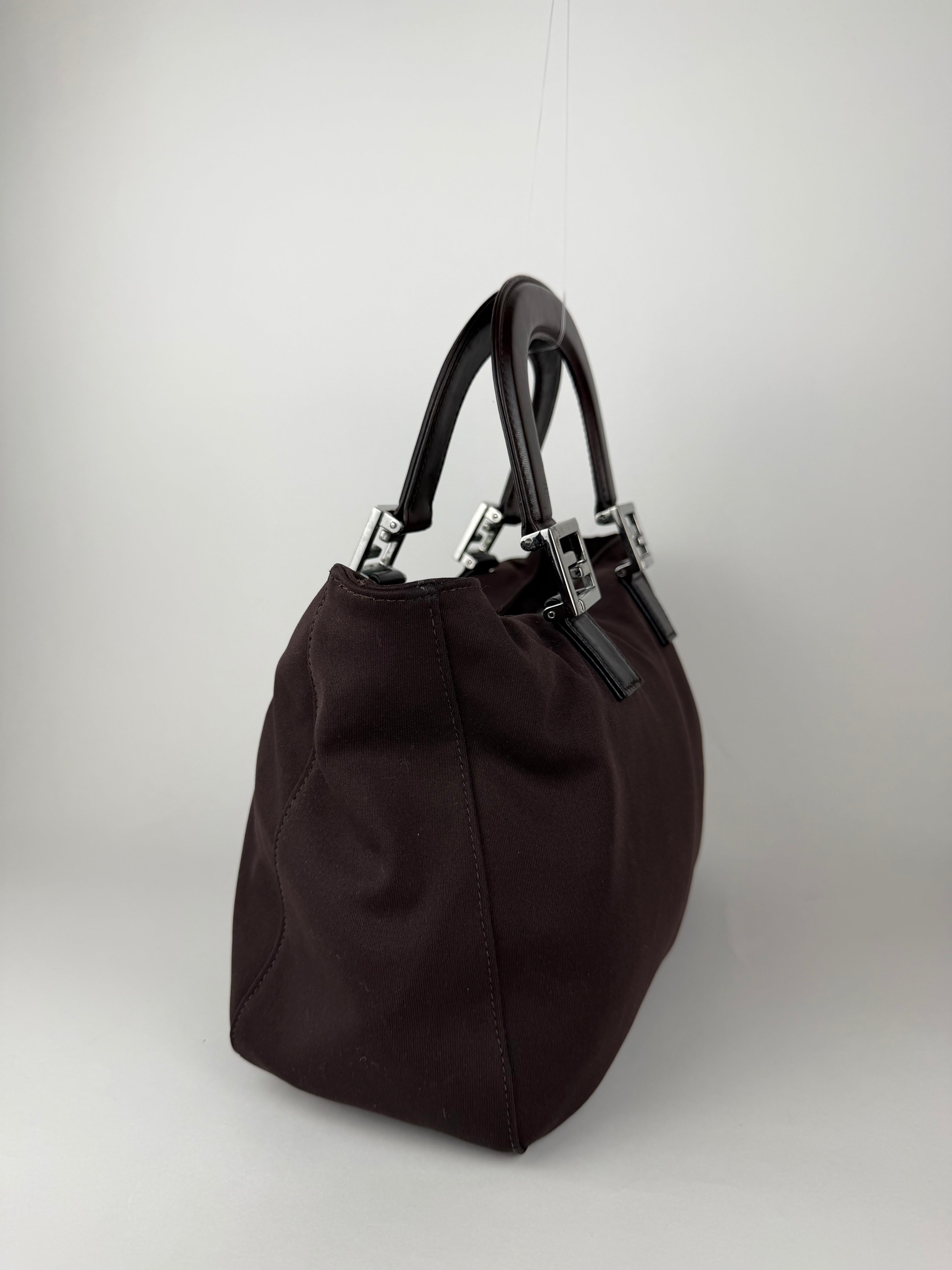 Fendi Brown Nylon Mini Tote Bag