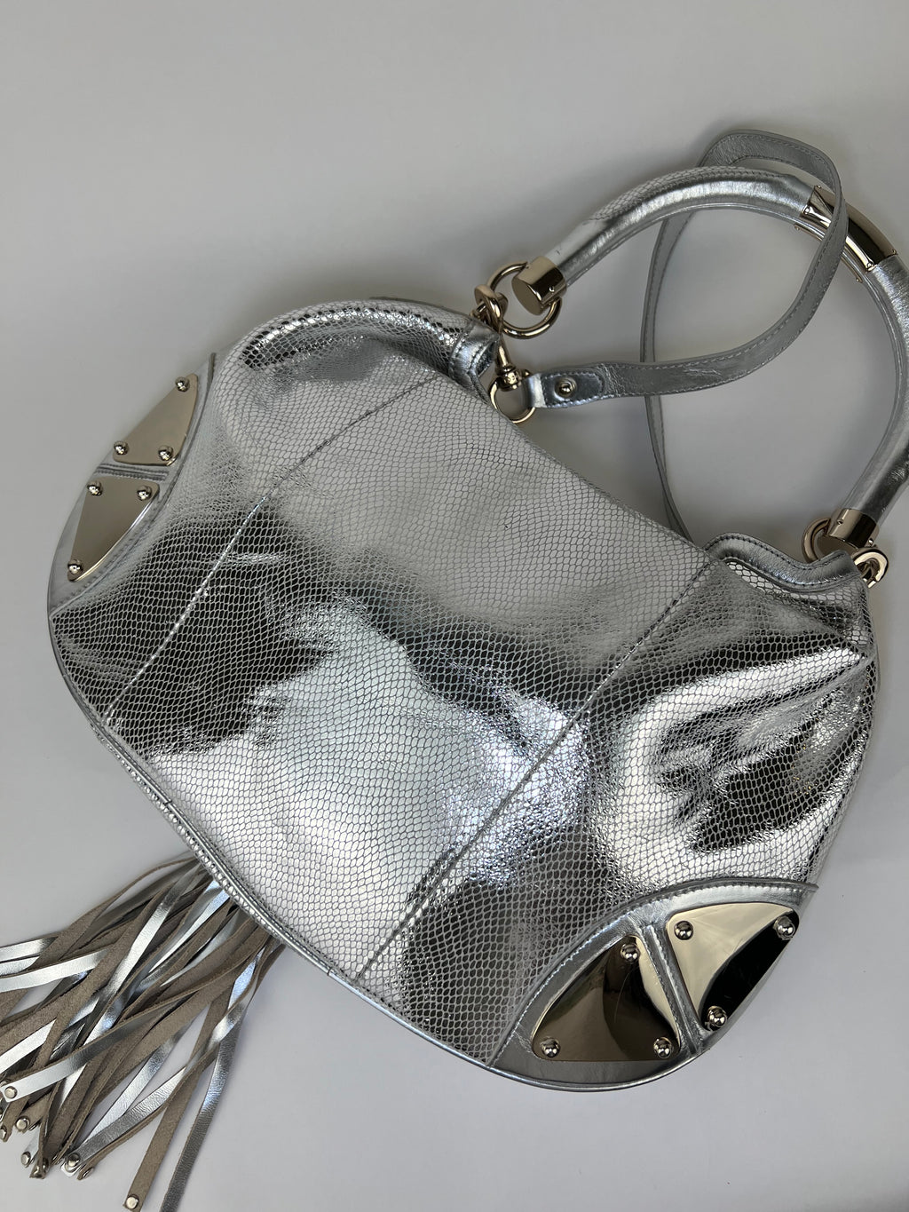 Gucci Indy 2 Way Hobo Bag in Silver Python