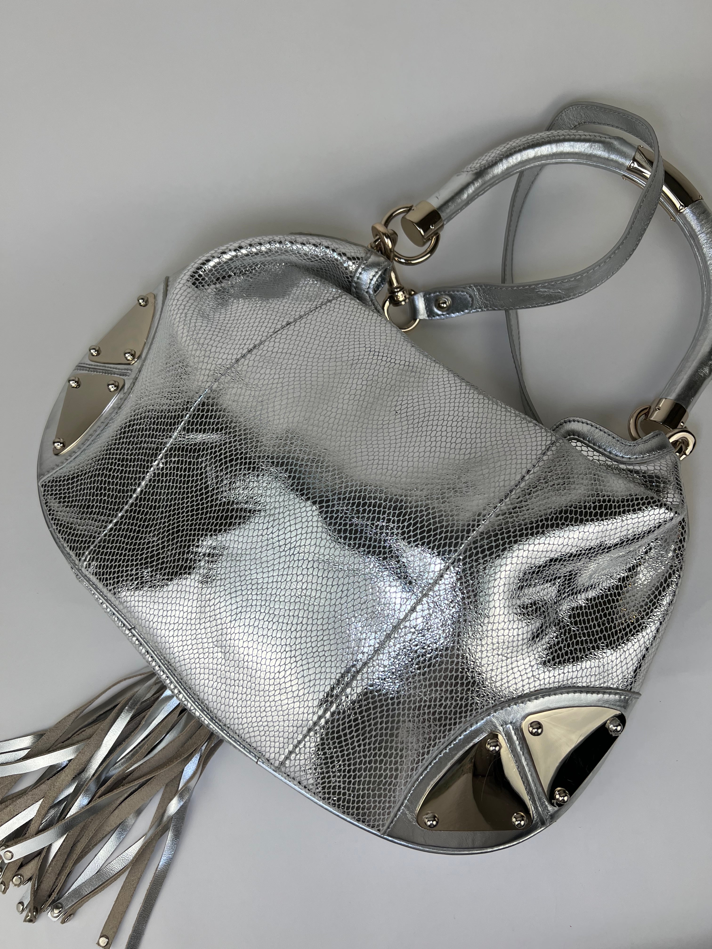 Gucci Indy 2 Way Hobo Bag in Silver Python