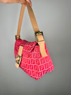 Fendi Baguette Double Flap in Pink Zucca Print