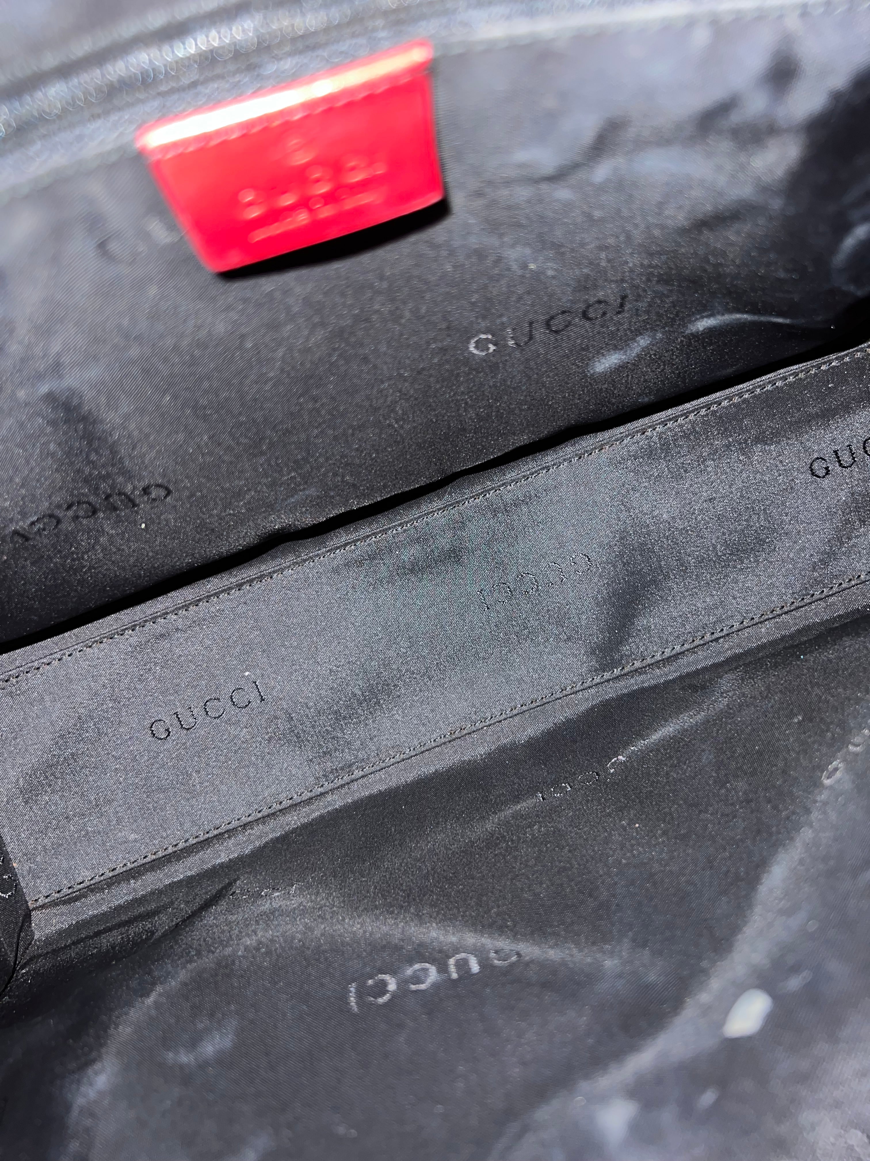 Gucci Jackie Red Monogram Tote Bag