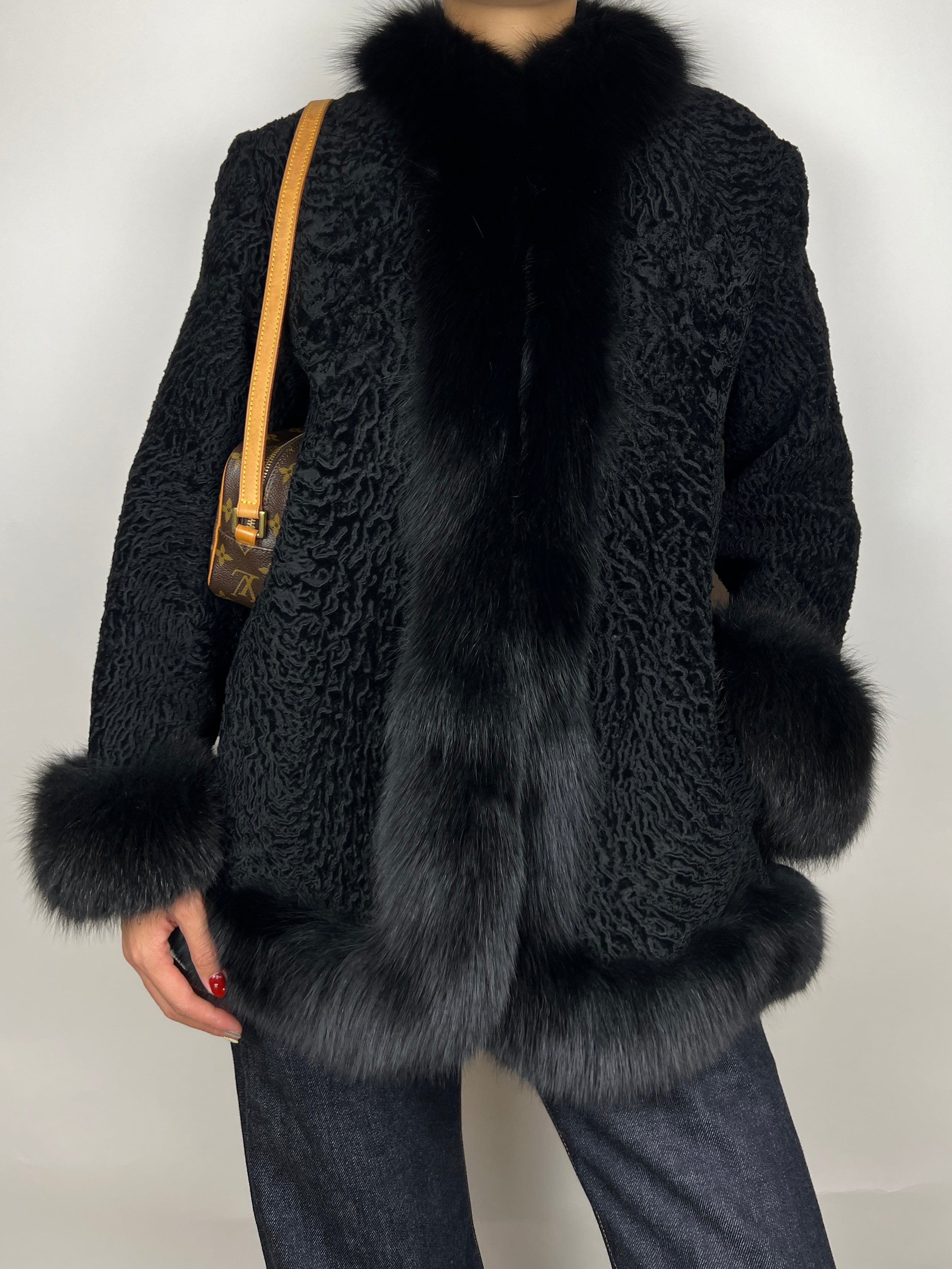 Fox Fur Trim Black Penny Lane Vintage Coat