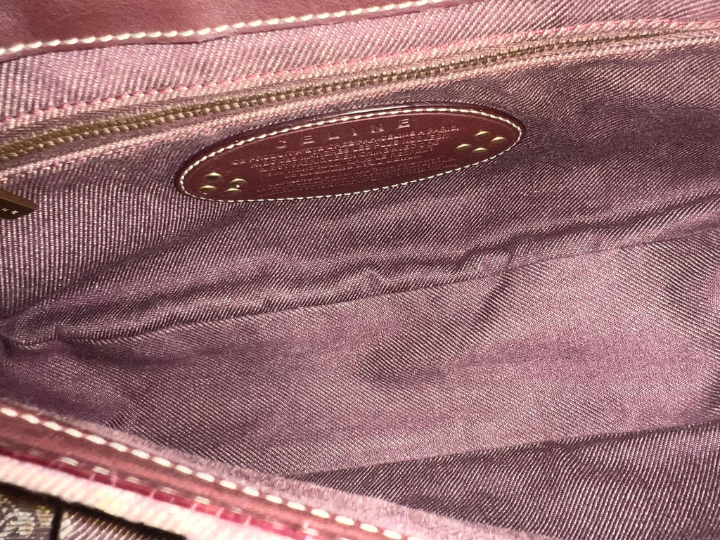 Celine Burgundy Macadam Canvas and Leather Shoulder Bag