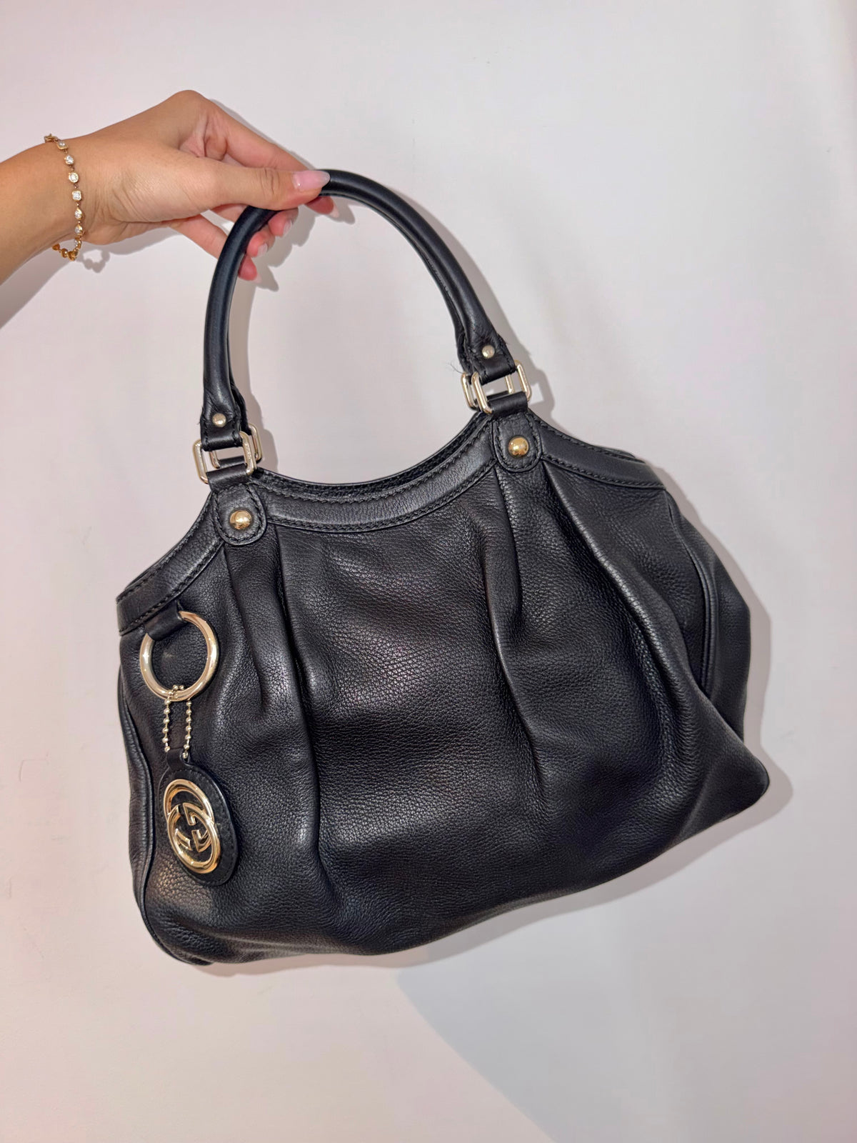 Gucci Sukey Black Charm Hobo Bag