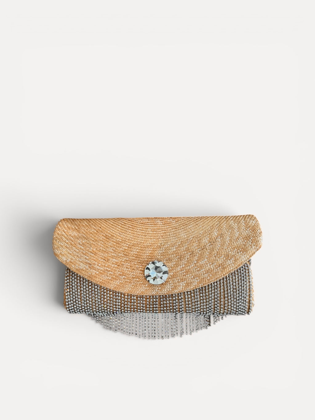 Miu Miu Raffia Crystal Embellished Clutch