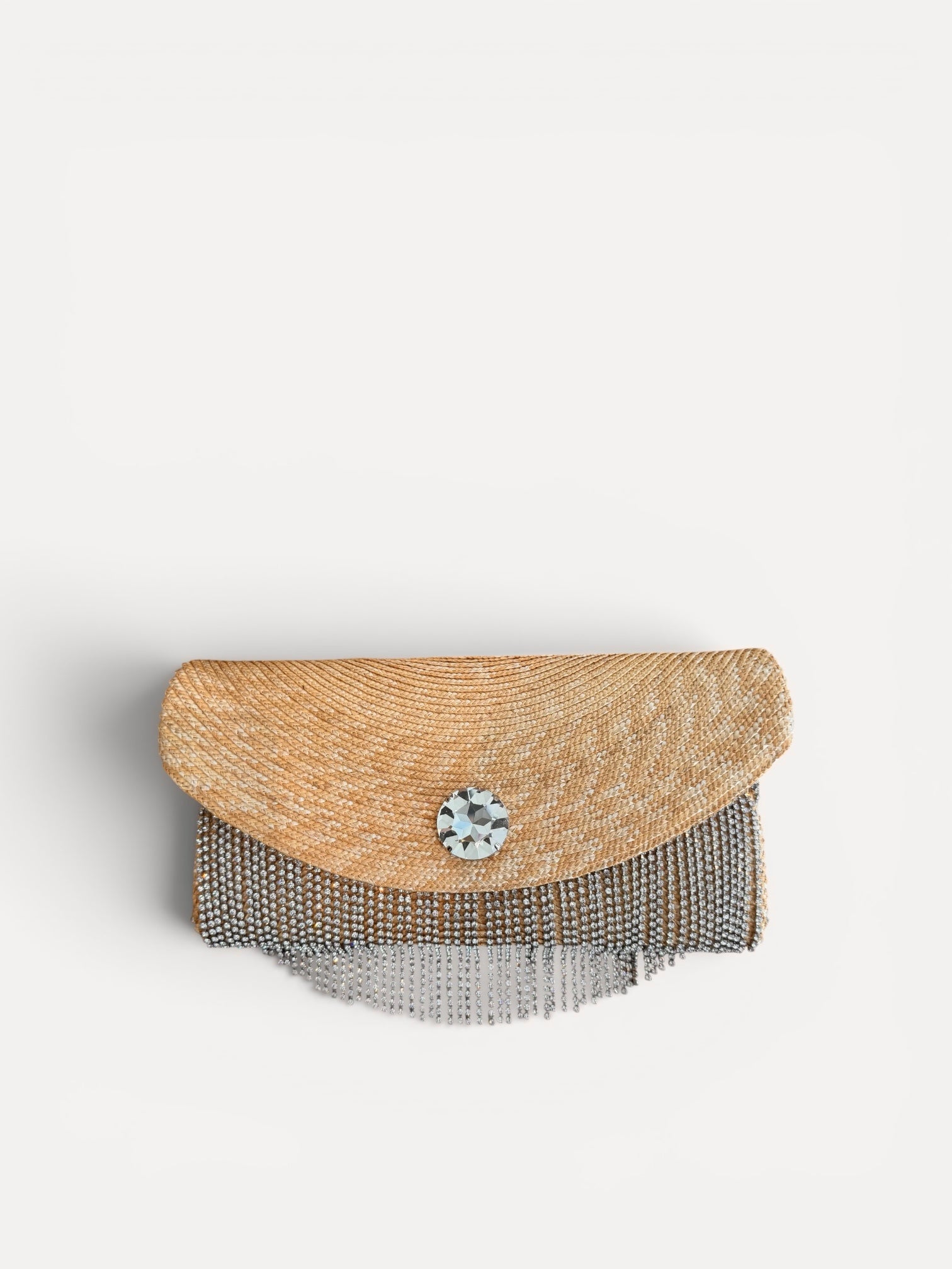 Miu Miu Raffia Crystal Embellished Clutch