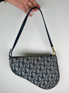 Christian Dior Trotter Monogram Navy Saddle Pochette Bag