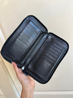 Bottega Veneta Intrecciato Round Long Wallet in Black