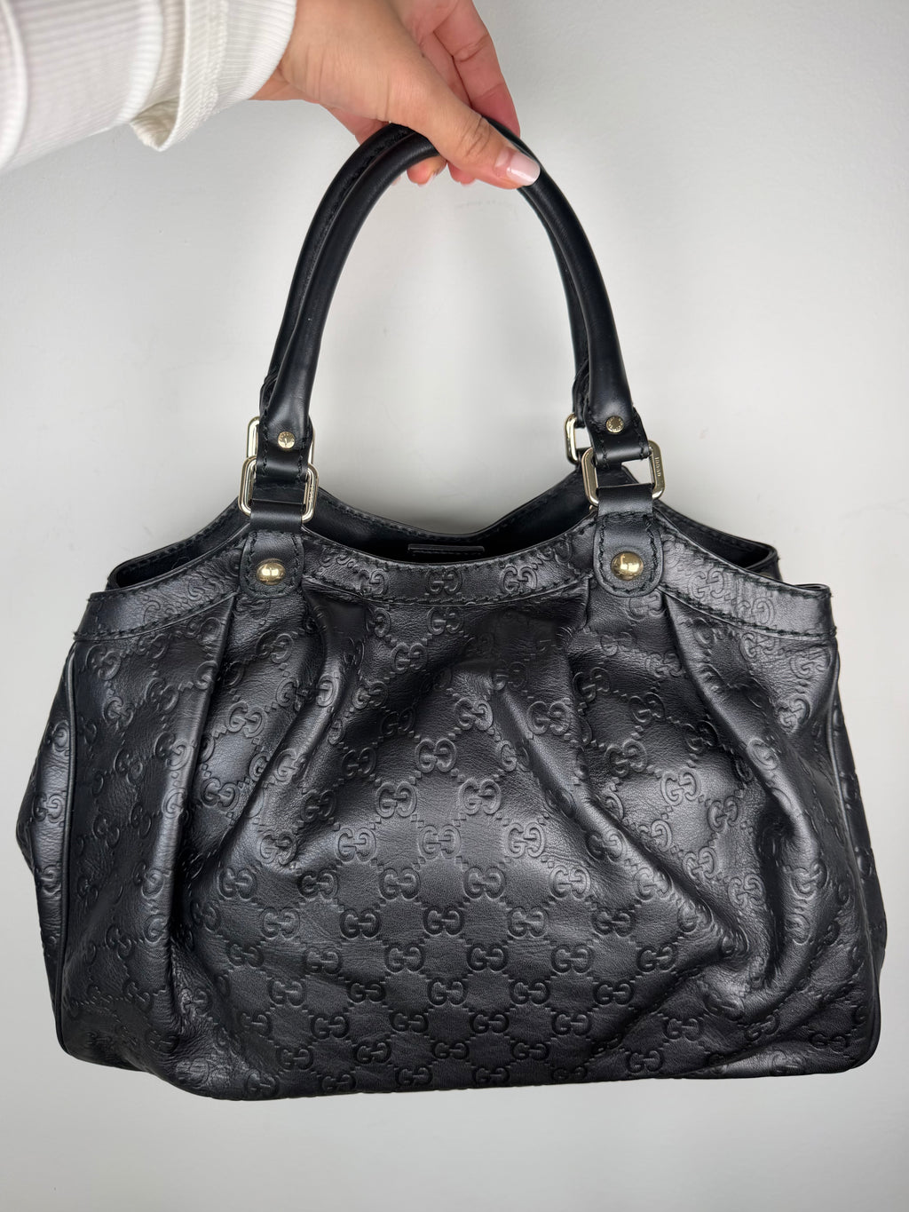 Gucci Sukey Monogram Black Hobo Bag