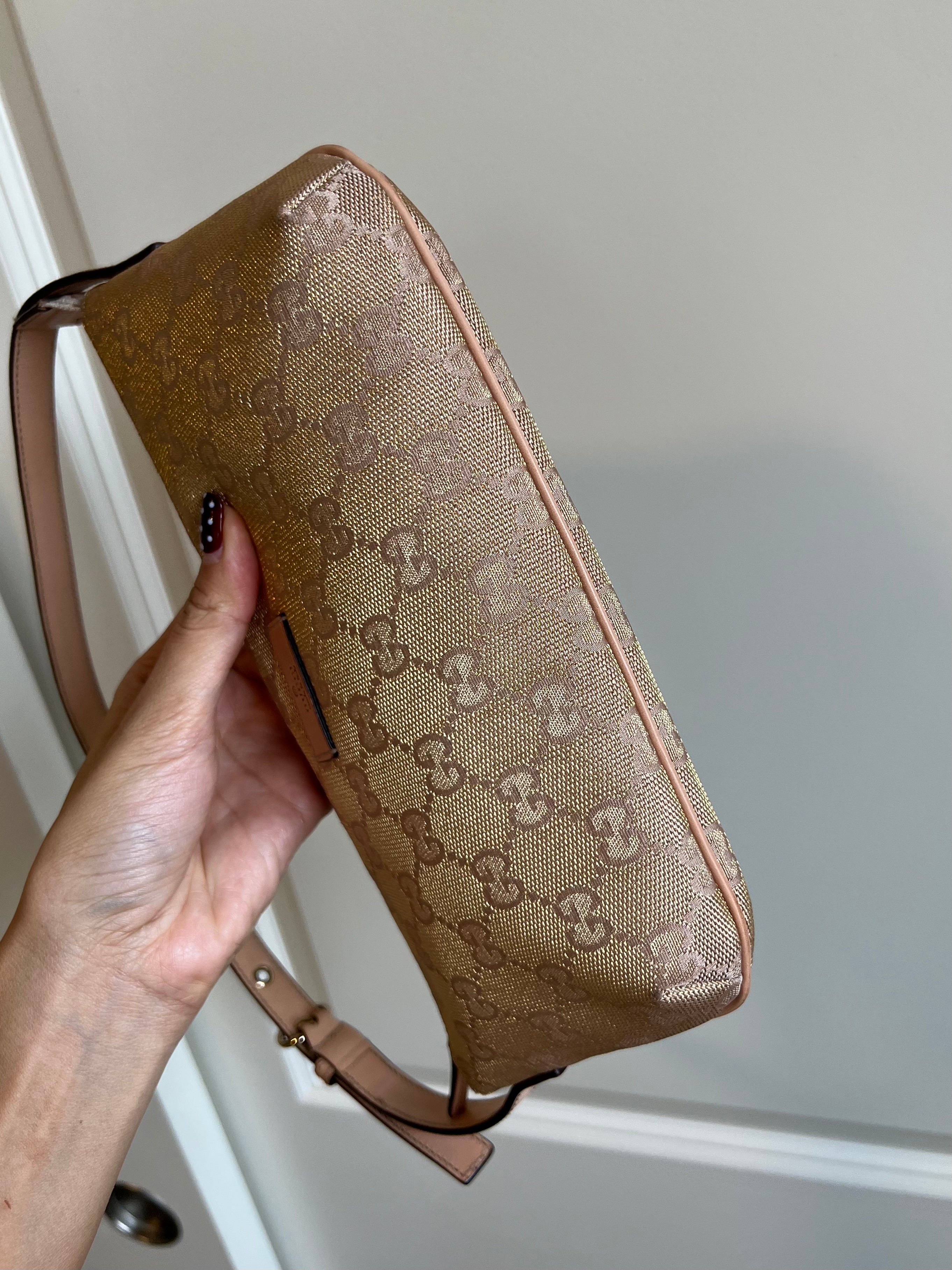 Gucci Pink Glitter Boat Shoulder Bag