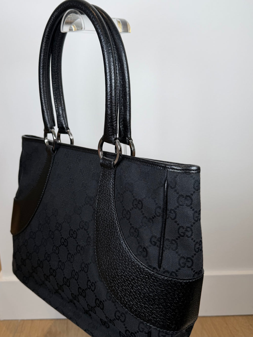 Gucci Black Monogram Leather Tote