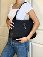 Gucci Jackie Black Monogram Shoulder Bag