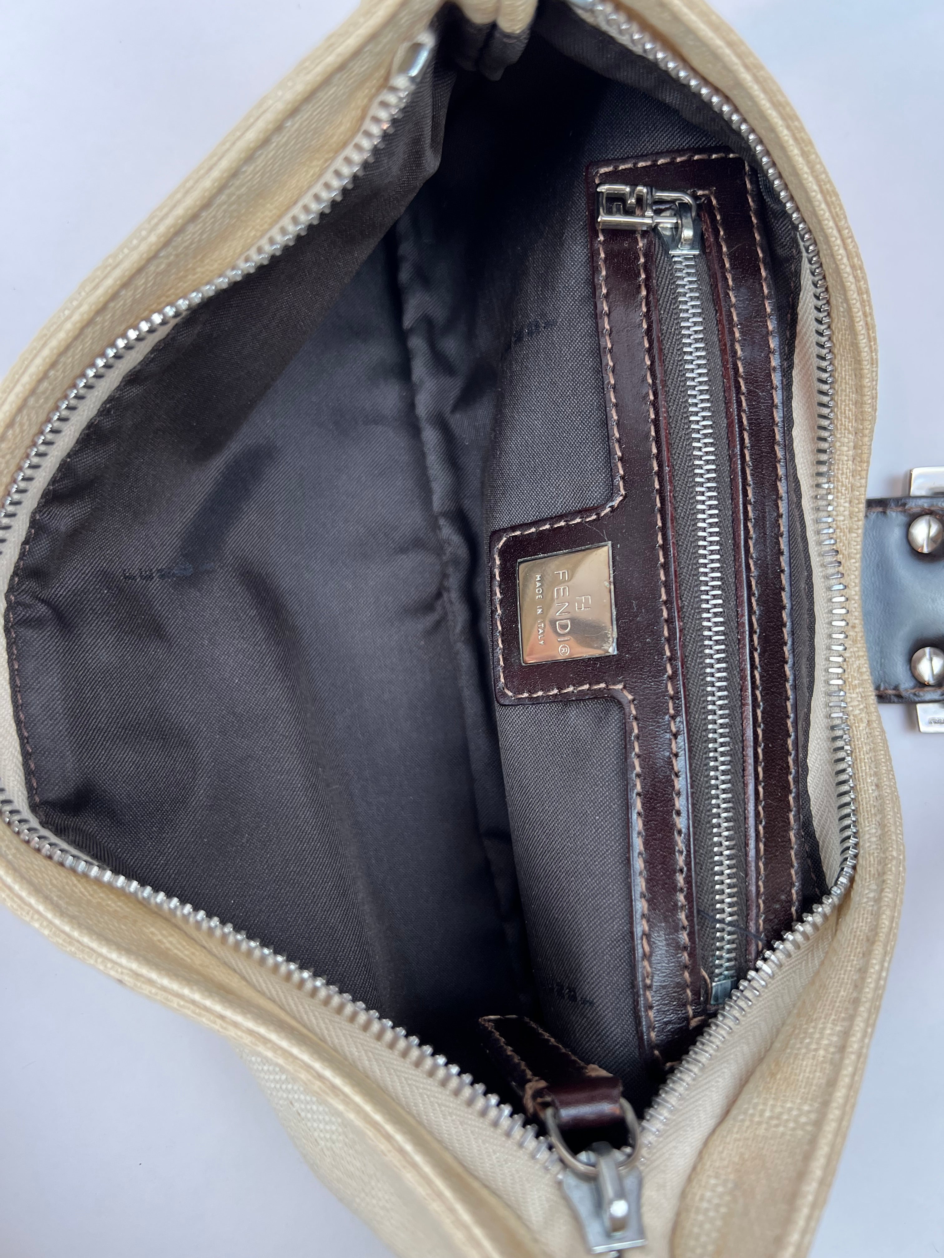 Fendi 2000 Cream Zucca Canvas Crossbody Bag