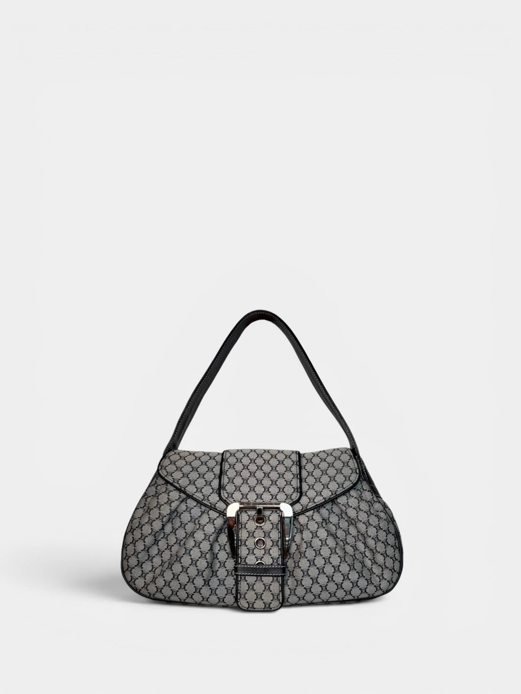 Celine Black Macadam Canvas and Leather Shoulder Bag