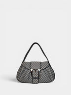 Celine Black Macadam Canvas and Leather Shoulder Bag