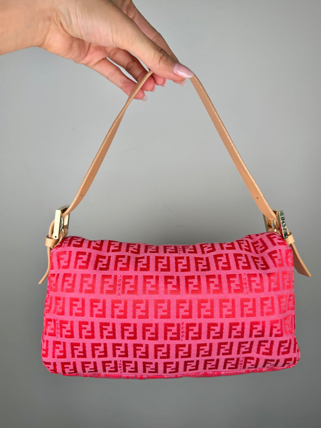 Fendi Baguette Double Flap in Pink Zucca Print