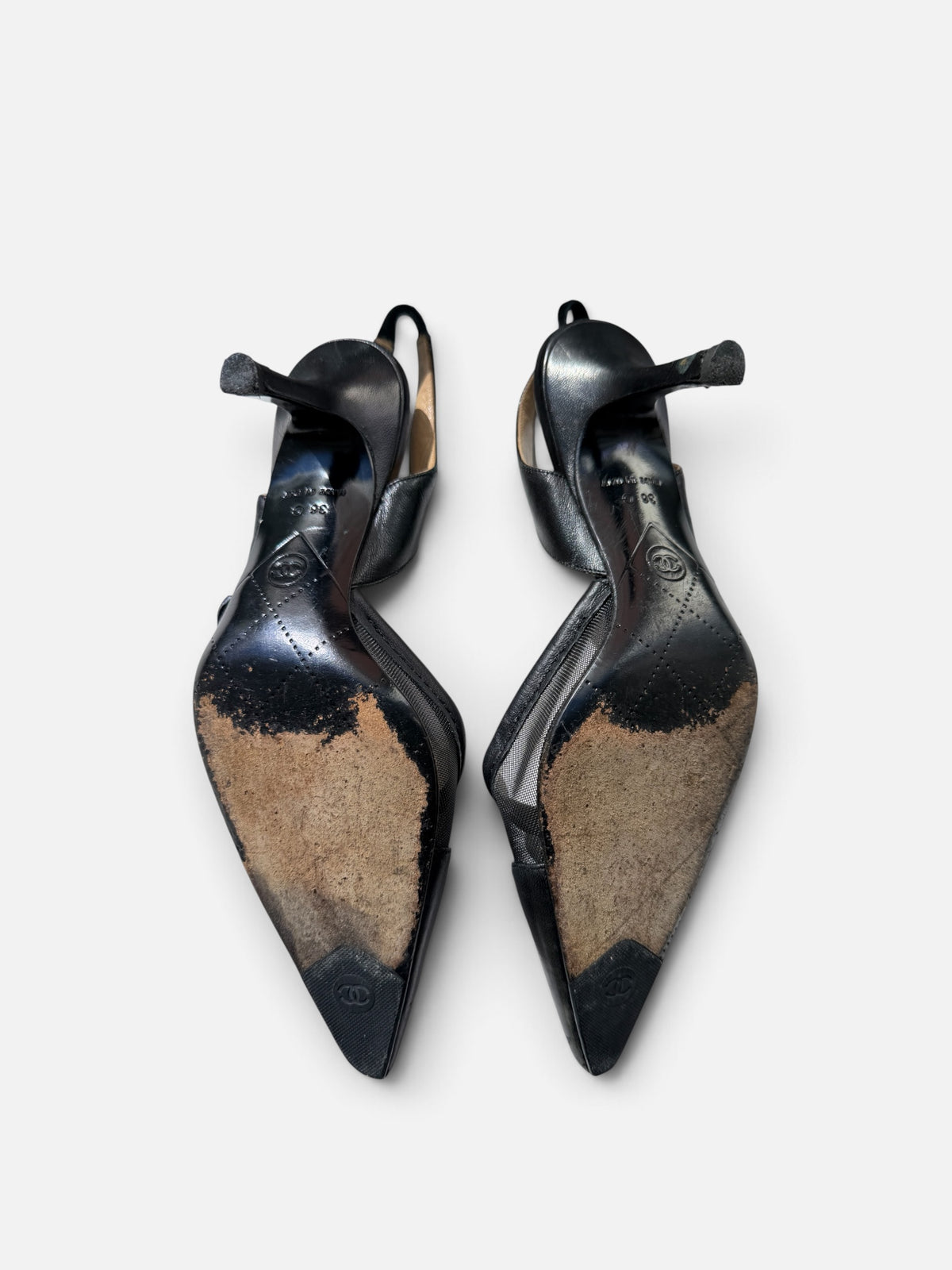 RARE Chanel Vintage CC Mesh Slingback Heels