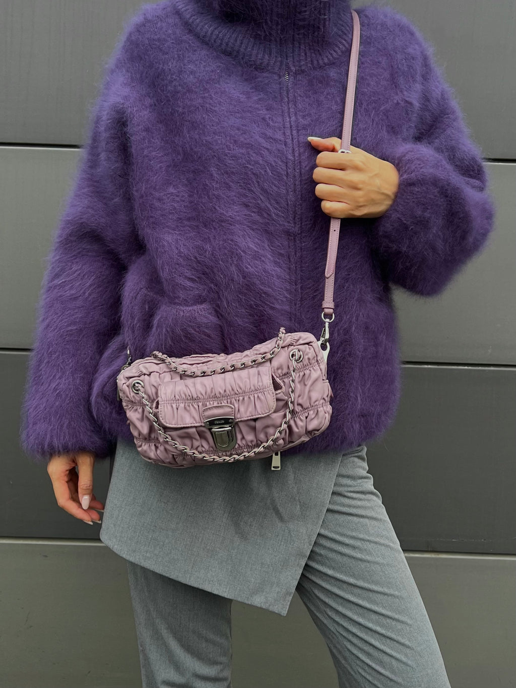 Prada Ruffle 2-way Crossbody Chain Bag