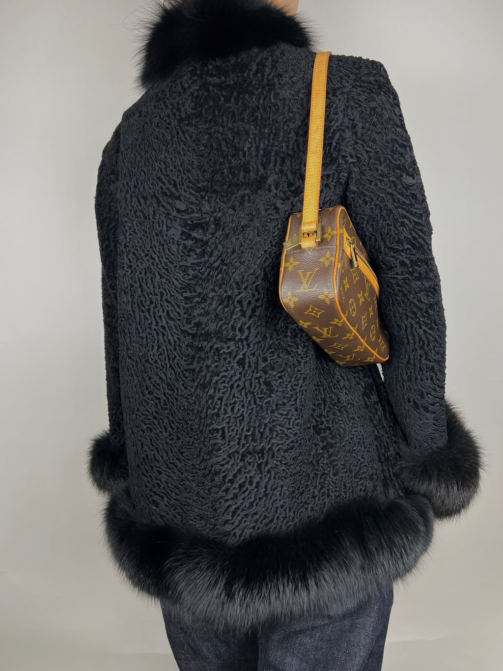Fox Fur Trim Black Penny Lane Vintage Coat